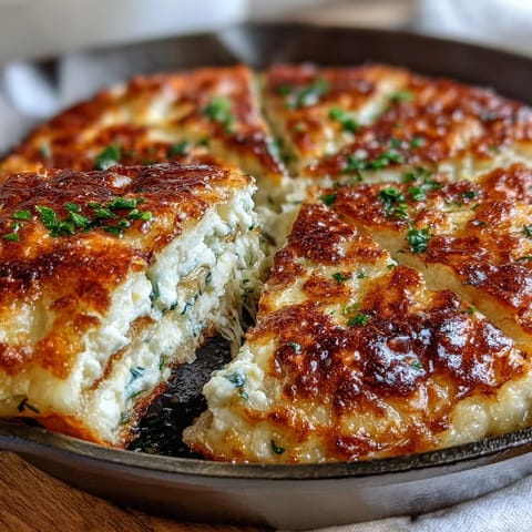 Golden-brown Fluffy Cottage Cheese Flatbreads with visible herbs, perfect for wrapping fresh veggies. 