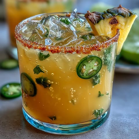 Vibrant Pineapple Jalapeño Agua Fresca with sweet pineapple and a hint of spice.
