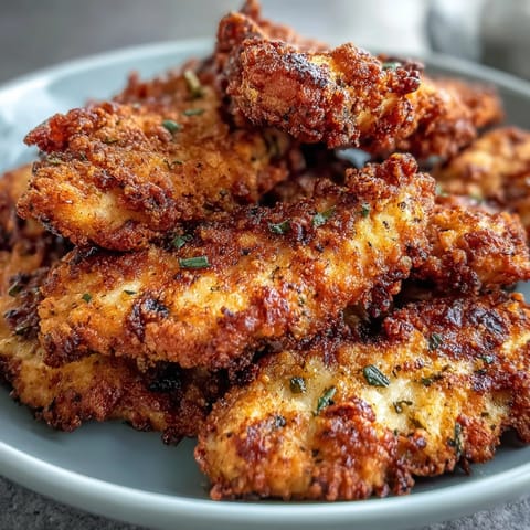 Juicy pickle brine chicken tenders, perfectly fried and ready for dipping.