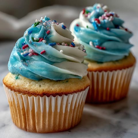 Fluffy Gemini birthday cupcakes with vibrant dual-tone frosting swirl, ready to enjoy.