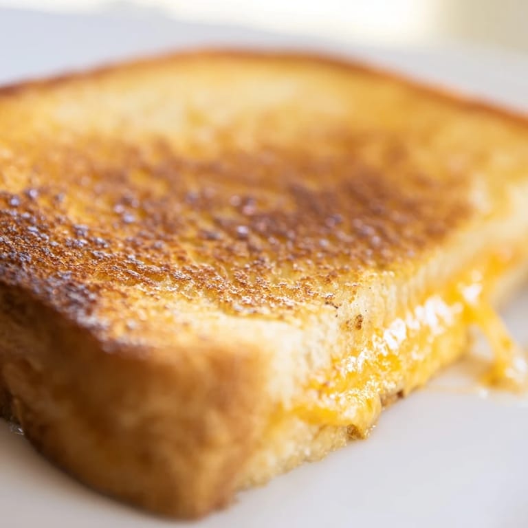 Two warm grilled cheese sandwiches stacked on a plate, ready to dip into a bowl of creamy tomato soup.