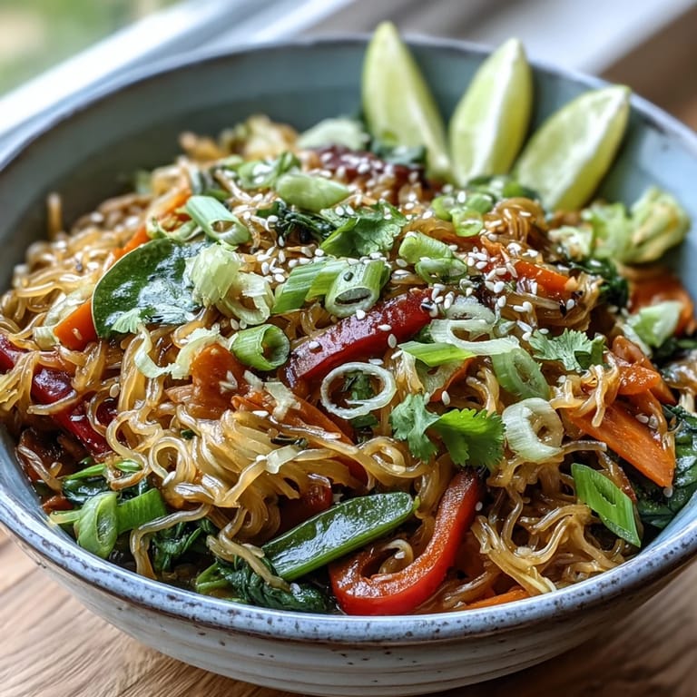 A light, healthy Kelp Noodle Stir-Fry, perfect for a quick and flavorful vegan meal.