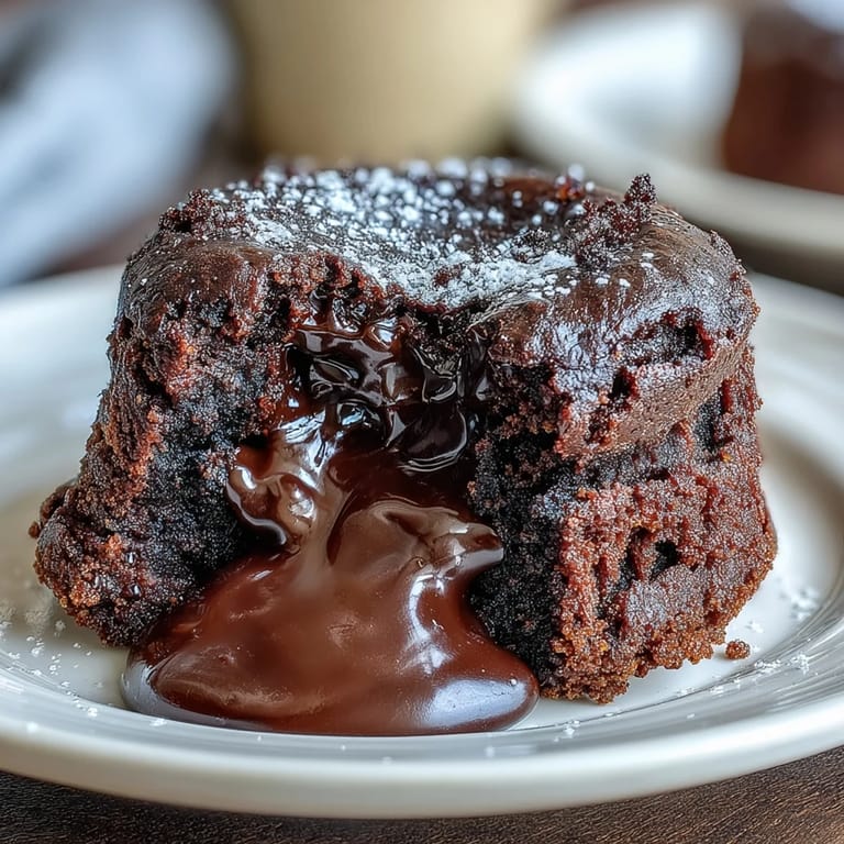 Steam rises from a freshly baked Chocolate Lava Cakes with Espresso, perfectly paired with a scoop of melting vanilla ice cream on top.