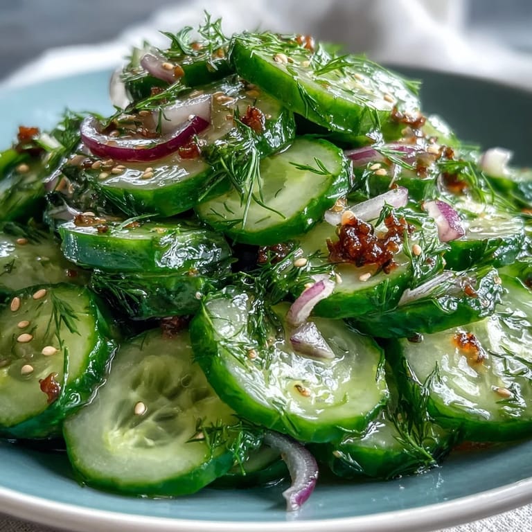 Gluten-free Refreshing Crunchy Cucumber salad with cucumbers, tomatoes, and fresh dill beside a fork.