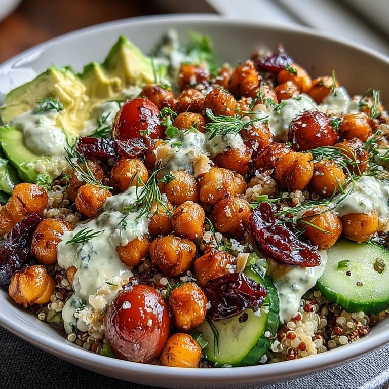 Lemon vinaigrette grain bowls packed with quinoa, roasted chickpeas, crisp veggies, and creamy avocado for a vibrant, satisfying dish.