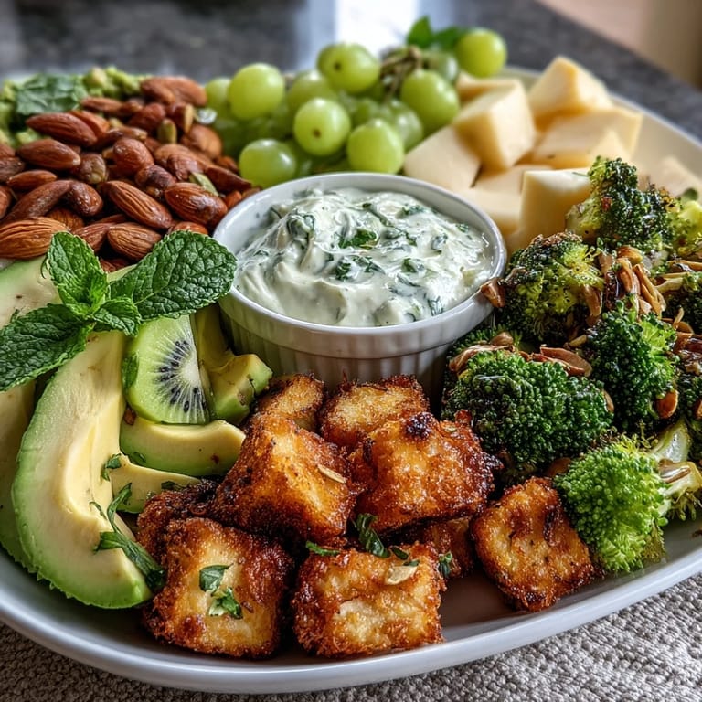 Vibrant St. Patricks Day green snack board with crisp vegetables, creamy cheeses, and playful sweet treats for parties.