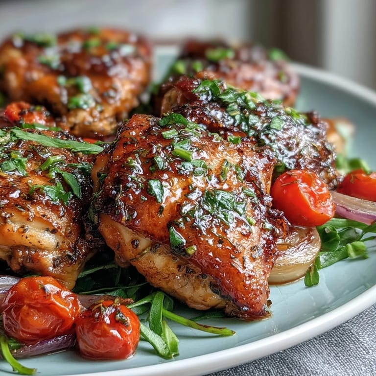 Juicy chicken breasts baked alongside tender zucchini and sweet cherry tomatoes, all glazed in a zesty lemon-herb marinade for a healthy, colorful meal.