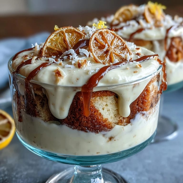 Individual tiramisu cups layered with limoncello-soaked ladyfingers and fluffy mascarpone cream.