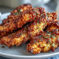 Golden-brown pickle brine chicken tenders coating promises a satisfying crunch.
